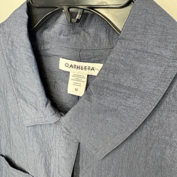 NWOT Athleta Lunar Shine Button Down Shirt in Dark Rinse - Picture 11 of 11